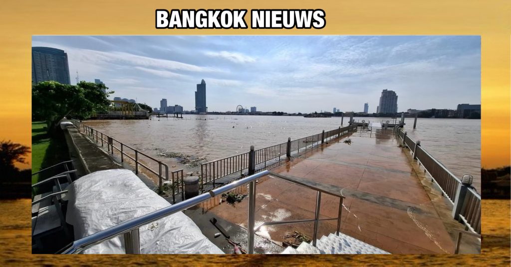Bangkok in staat van alarm number, nu het water van de Chao Phraya op het punt over de waterkeringen te komen