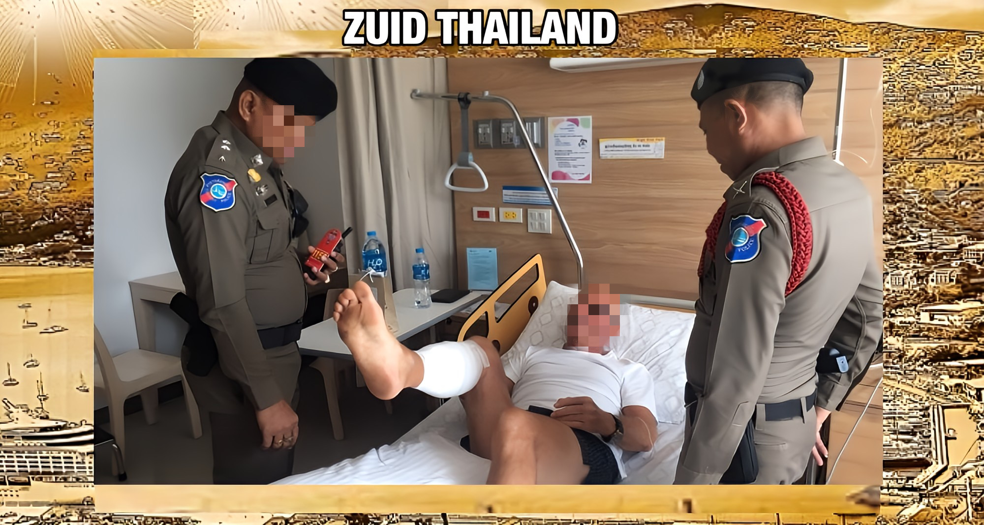 Een Duitse toerist werd gisteren in de Andamanse Zee, in Zuid-Thailand, aangevallen door een enorme vis, met als gevolg een gapende wond.