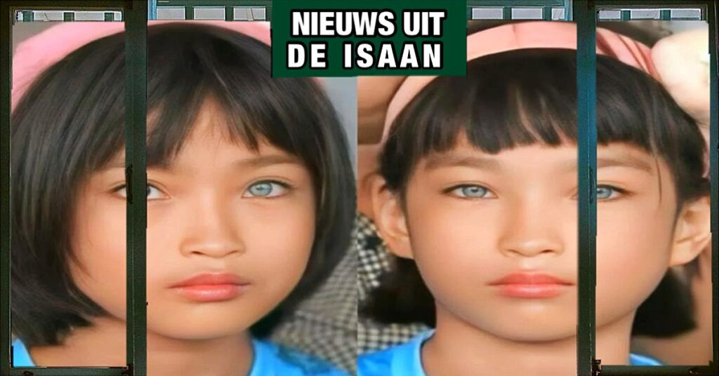 Laotiaanse moeder in Noordoost-Thailand vraagt ​​om hoortoestellen voor haar tweeling met blauwe ogen met een zeldzame aandoening