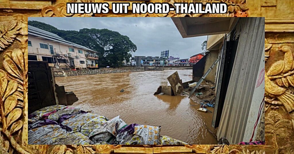 De Sai-rivier zet Mae Sai in Noord-Thailand opnieuw onder water