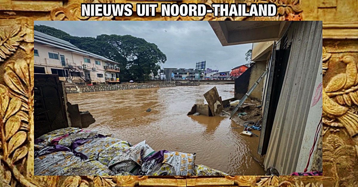 De Sai-rivier zet Mae Sai in Noord-Thailand opnieuw onder water