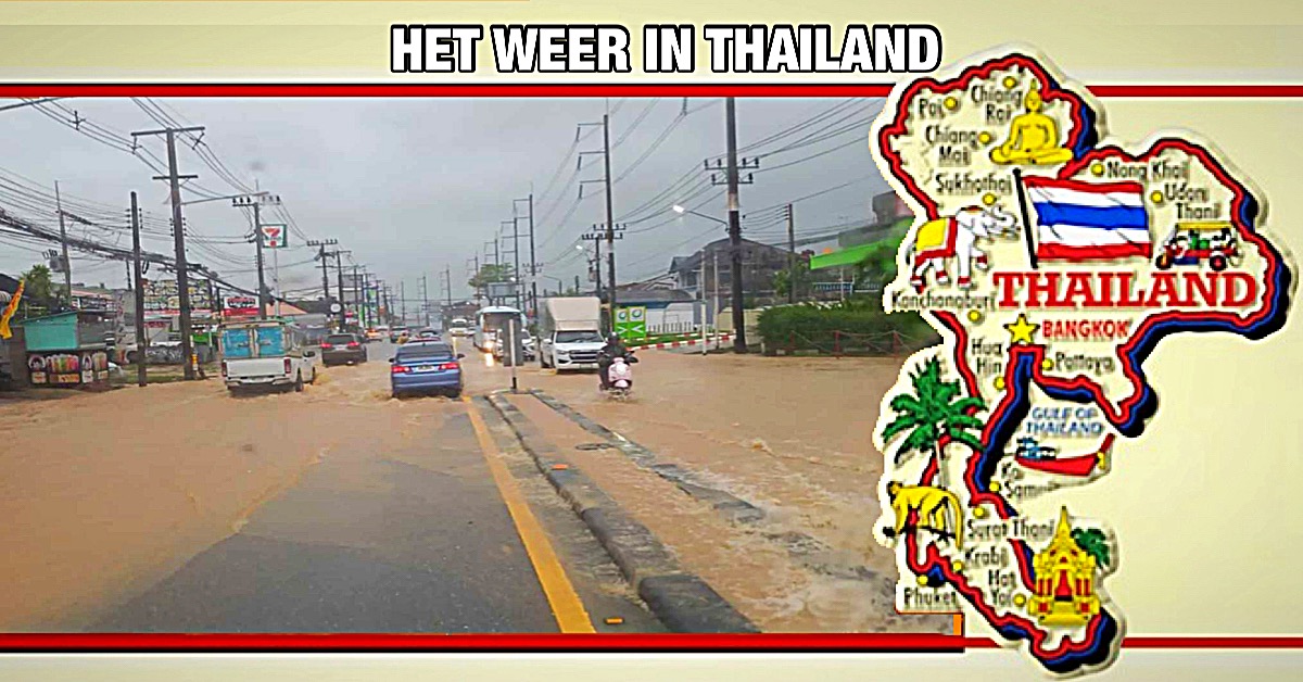 Zware regenval en plotselinge overstromingen in Zuid-Thailand, het TMD waarschuwt voor de gevolgen van tyfoon Yinxing