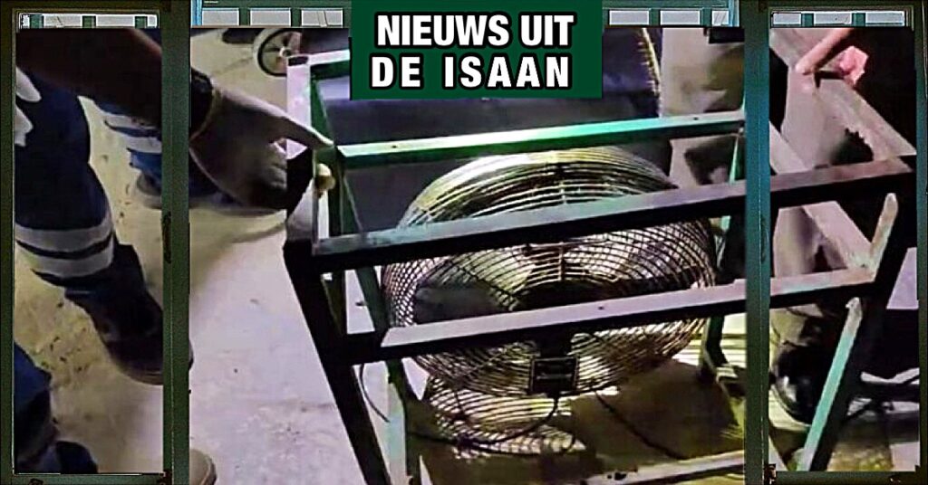 Grootvader en kleinzoon tijdens het kamperen in de voortuin van hun huis in Noordoost-Thailand geëlektrocuteerd