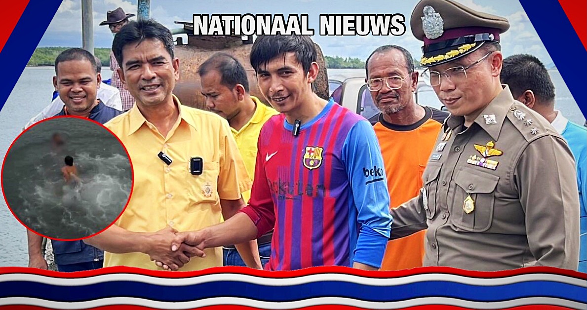 Visser geëerd als een nationale held van Thailand, voor het redden van twee jonge jongens van de verdrinkingsdood