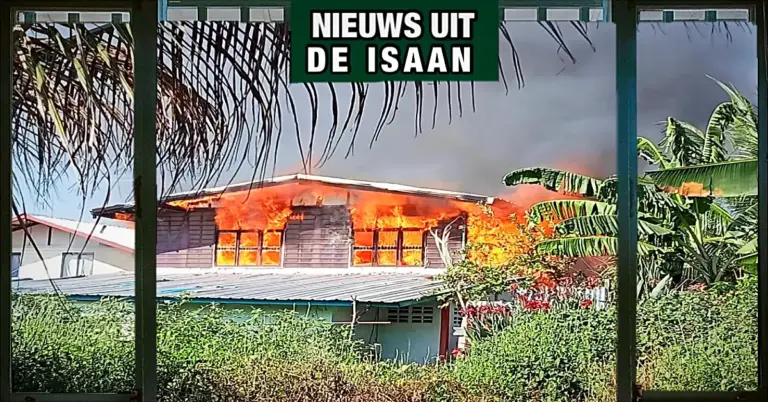 Verwoestende brand in Noordoost-Thailand maakt twee families in Buriram dakloos