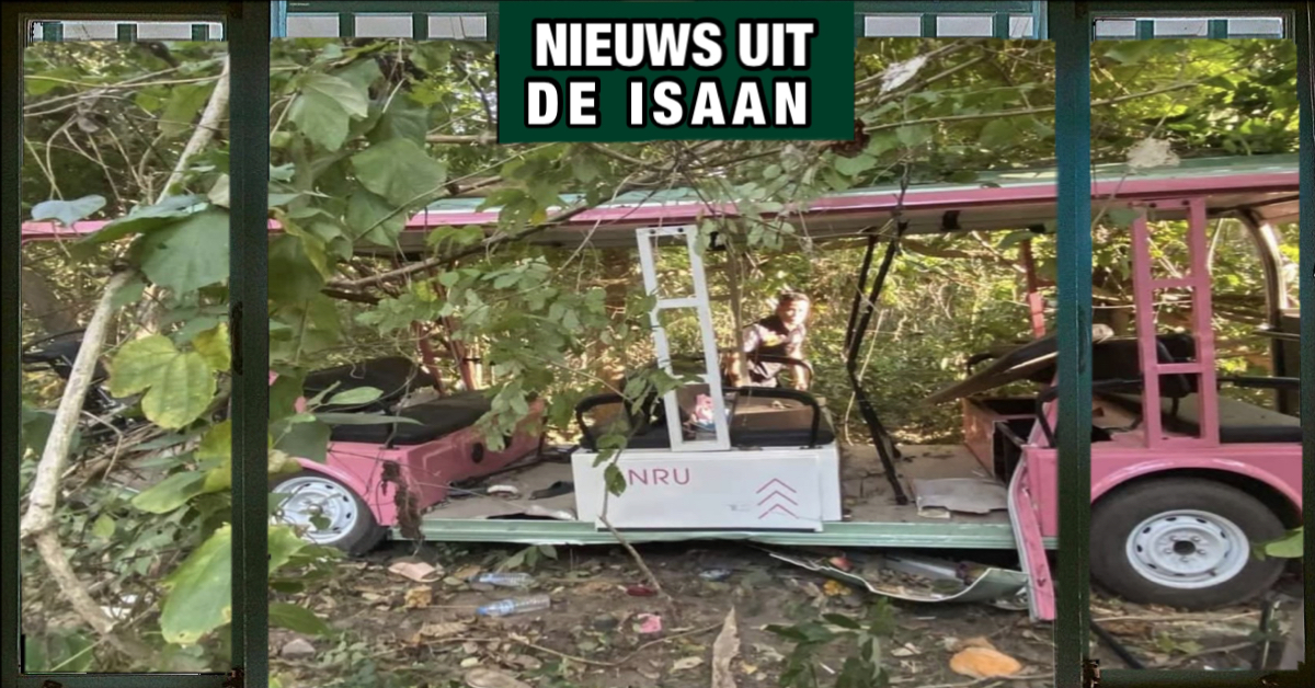 Bij een crash met een shuttlebus bij de Phu Phek-tempel in Noordoost-Thailand zijn één dode en 25 gewonden gevallen