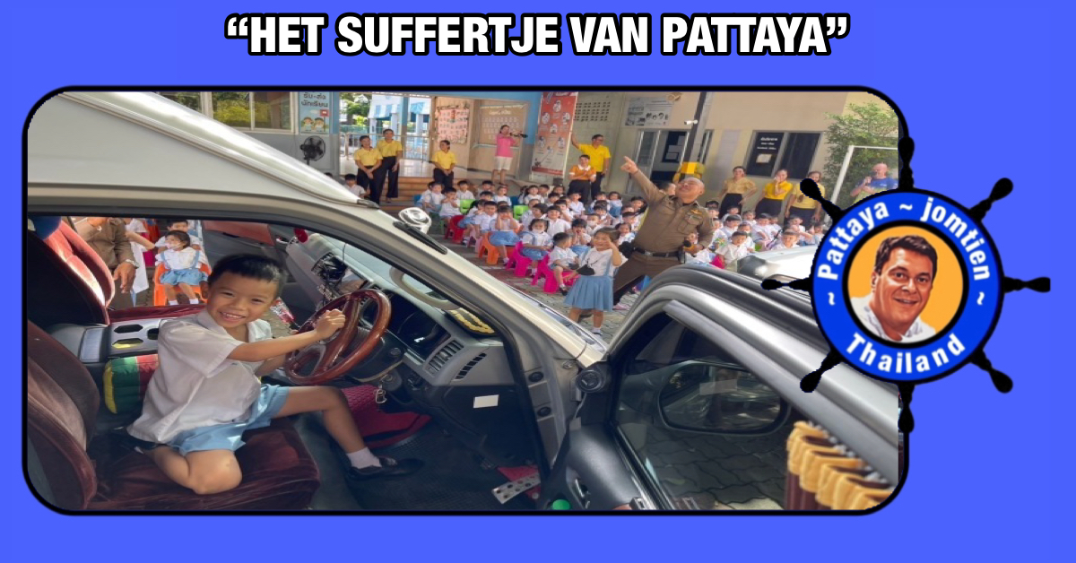 De kleuters van de Tantrarak School in Pattaya ondergingen gisteren een verkeersveiligheidstraining
