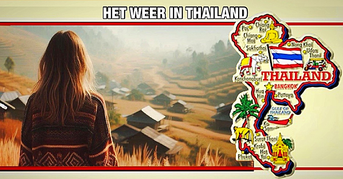 Zon en koel weer voor het grootste deel van Thailand, verspreide onweersbuien in het zuiden.