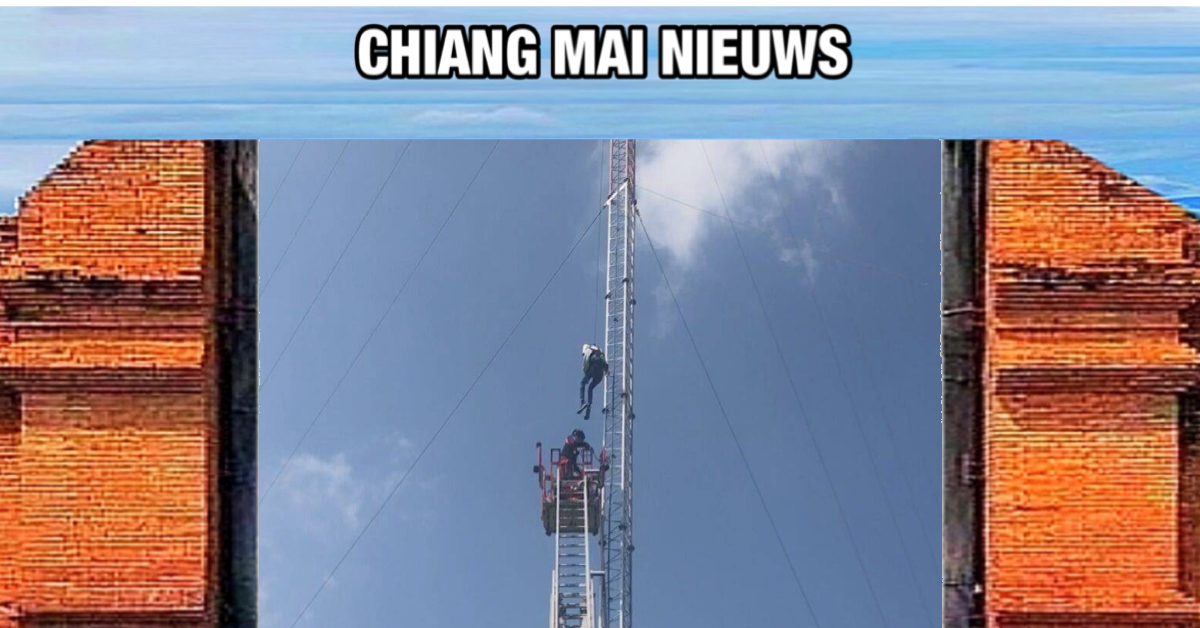 Suïcidale tweedehands kledingverkoper in Noord-Thailand uit 60 meter hoge zendmast gered