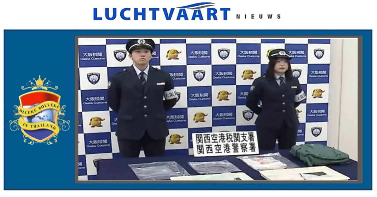 Thaise Vrouw Gepakt op Kansai Airport in Japan gesnapt met 6 miljoen baht aan cocaïne in haar rugzak
