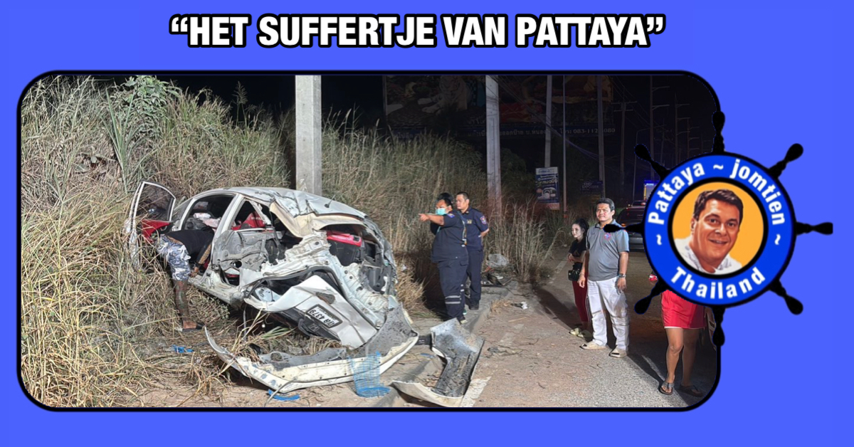 Vrouw parkeert haar auto tegen een lantaarnpaal in Pattaya en gelooft dat ‘Mae Yanang’ haar voor erger heeft beschermd