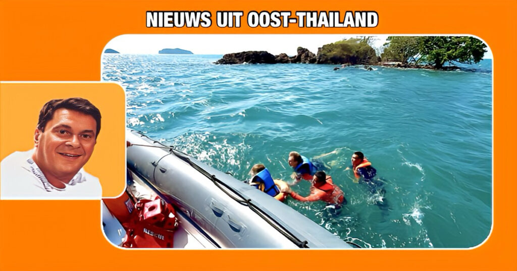 In Oost-Thailand dreven zes toeristen op een golf van geluk, doordat ze nabij Koh Chang uit de ruige zee gered konden worden