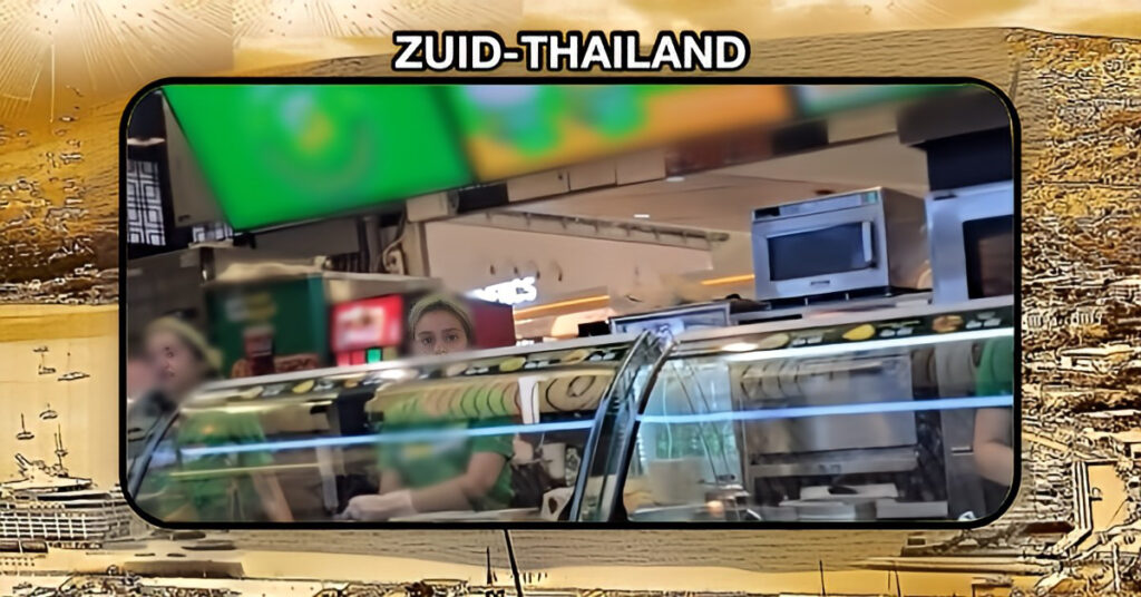 De Subway-fastfoodshop op het vliegveld van Phuket in Zuid-Thailand geeft een nieuwe betekenis aan ‘fast food’met in een wip uit de knip