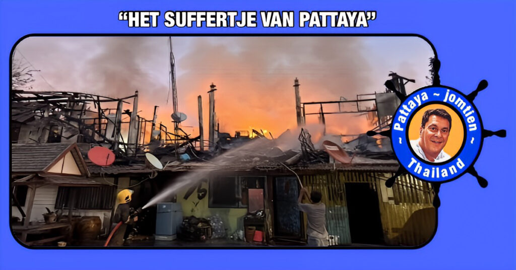 Een grote brand in het Tambon Naklua van Pattaya heeft vijf huizen verwoest, waarbij een bewoner gewond raakte