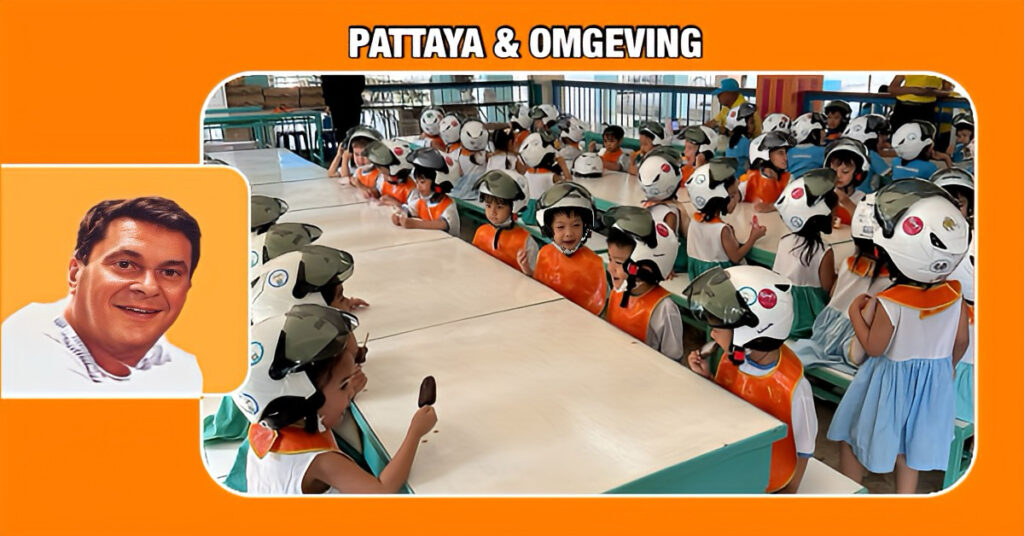 De Rotaryclub en “Helmet Heroes” werken samen om 200 valhelmen onder schoolkinderen in Pattaya te verdelen