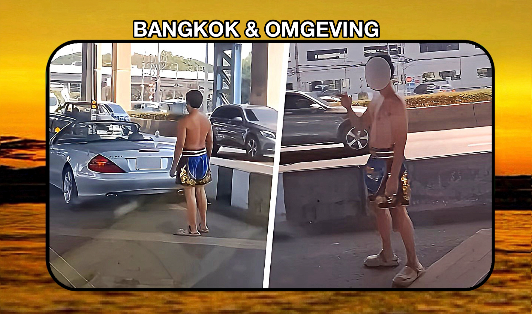 Mode-incident in Bangkok: Mercedes-eigenaar in felgekleurde boxershort legt verkeer stil