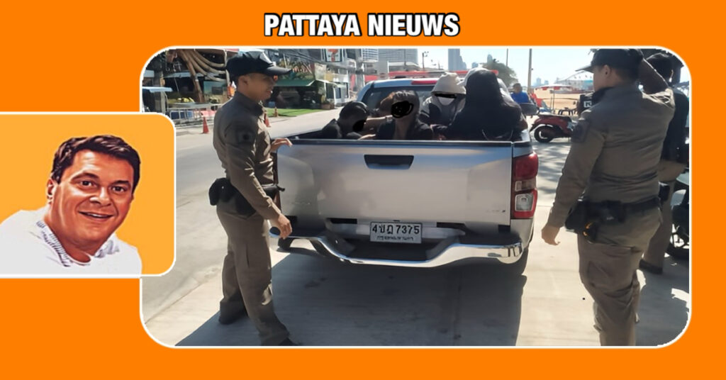 De politie in Pattaya heeft op heterdaad illegale gokkers op het strand van Jomtien aangehouden, zowel buitenlanders als Thai geboeid afgevoerd