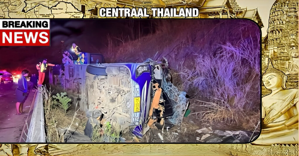 Verschrikkelijk busongeluk in Centraal-Thailand eist deze woensdagmorgen het leven van 17 mensen en laat 40 anderen gewond achter!