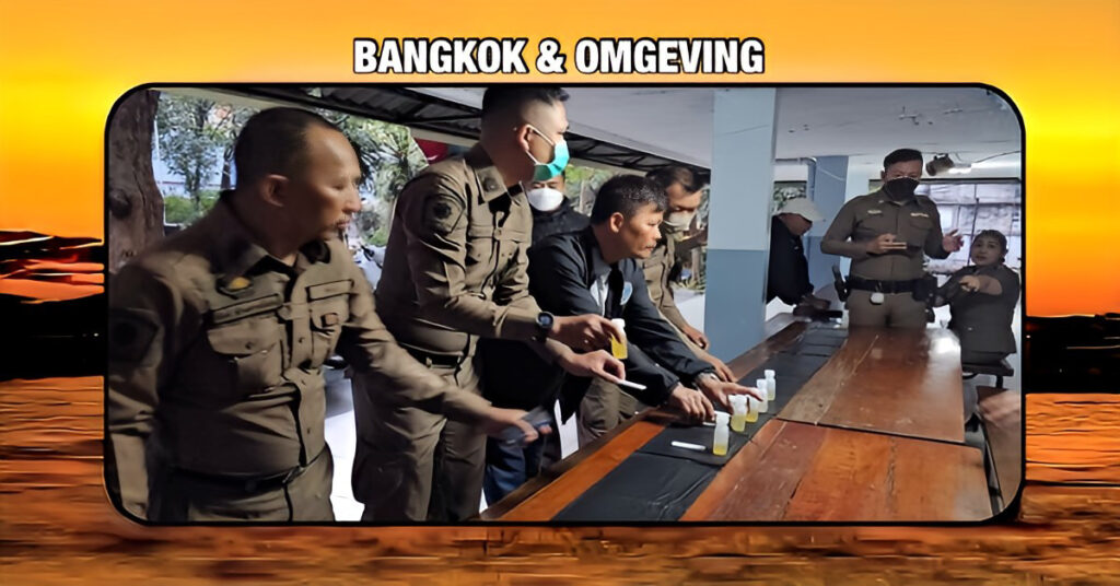 Hoge hoofdcommissaris van het politiebureau Huai Khwang stroopte zijn mouwen op en testte persoonlijk de urine van alle 152 politieagenten.