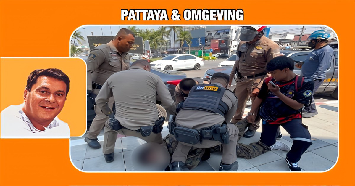 Gewapende man in militair uniform bedreigt reddingswerkers na ongeval op de Sukhumvit Road van Pattaya