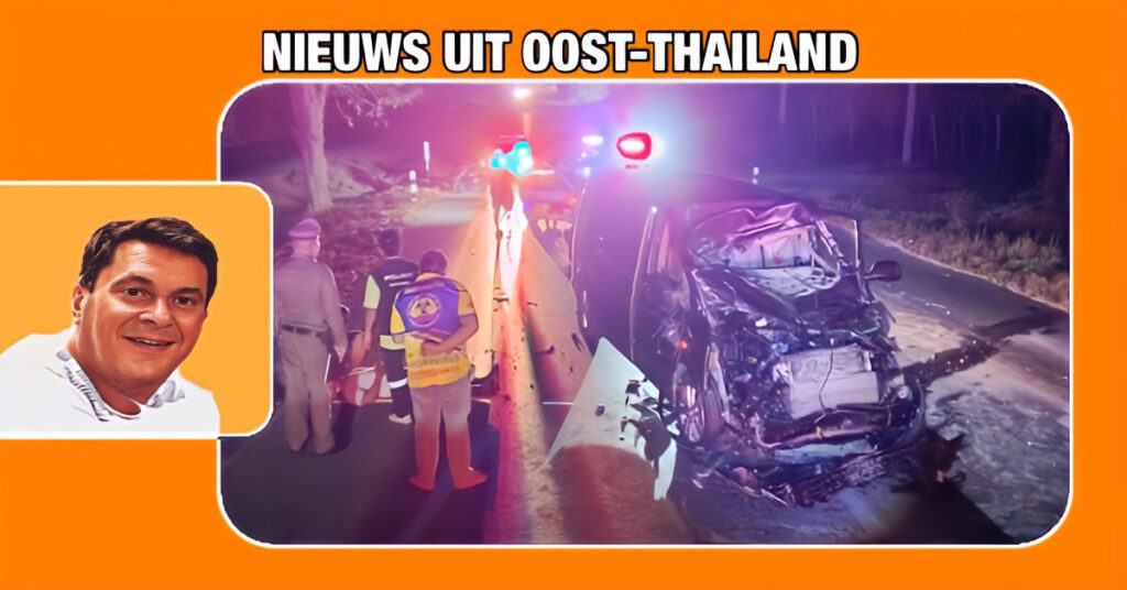 Duel tussen een wilde olifant en minivan eindigt in Oost-Thailand met twee gewonden en een dode olifant