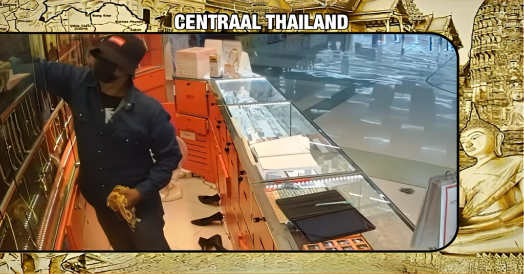 Supersnelle goudrover slaat toe in winkelcentrum in Centraal-Thailand en gaat er met een aanzienlijke buit vandoor