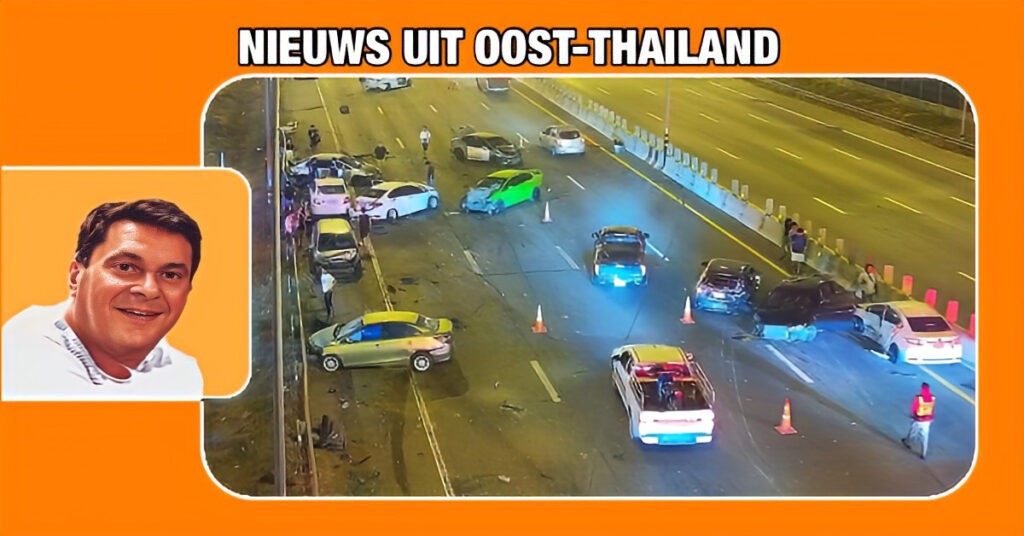 Autorace op de snelweg van Chonburi leidt tot totale chaos met 12 betrokken voertuigen