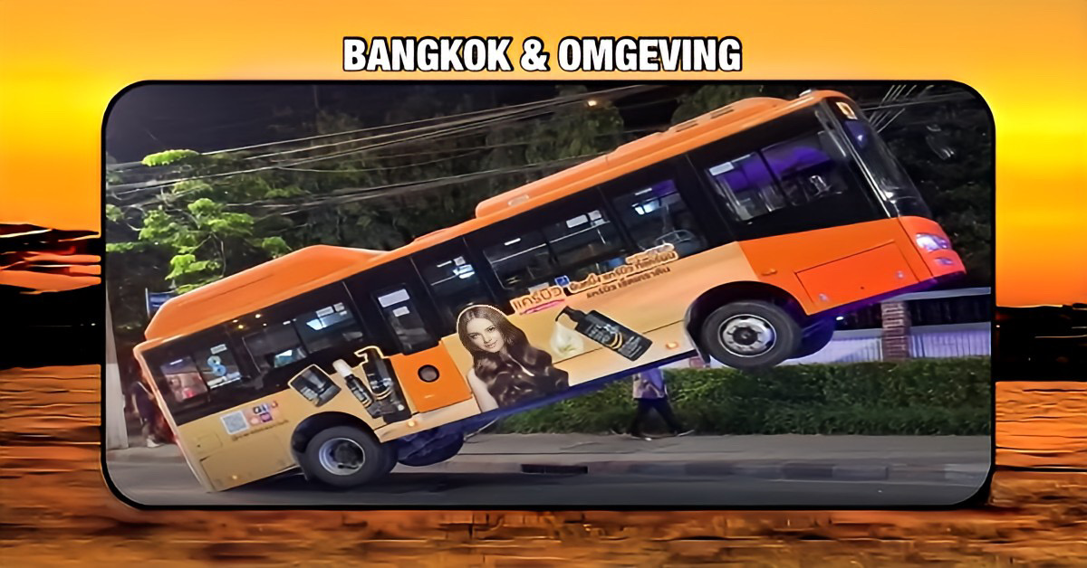 Acrobatische ritje met een stadsbus in Thailand, loopt goed af!