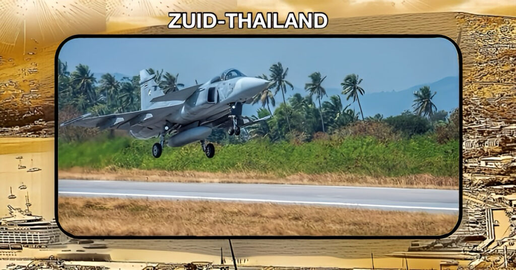 Luchtmacht van Thailand voert morgen op de snelweg van Songkhla, de eerste testvlucht van het Gripen-vliegtuig uit