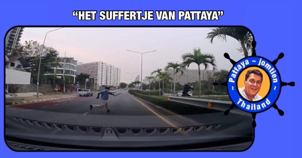 Woedende Thai met een groot mes jaagt in Pattaya een toerist op vanwege onbetaalde taxikosten