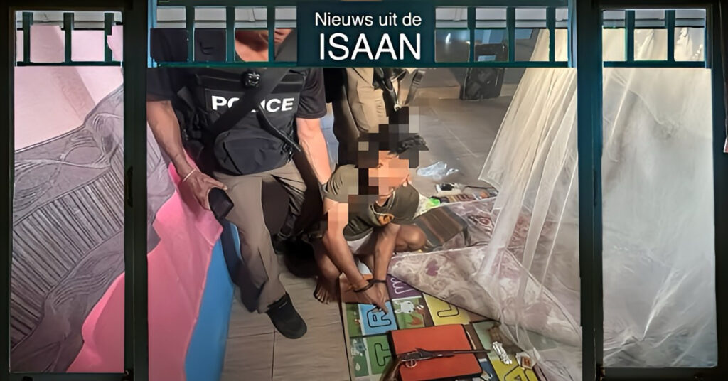 Moeder toont dappere moed tegen pistoolbedreiging van haar drugsverslaafde zoon in Noordoost-Thailand