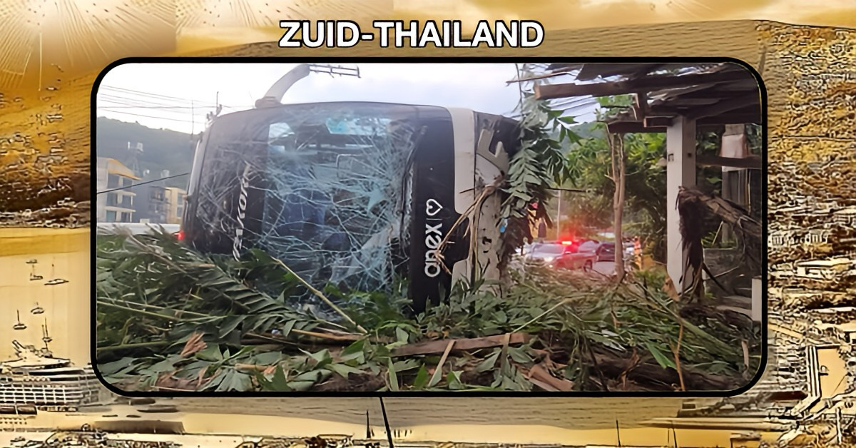 Ernstig busongeval in Zuid-Thailand, bus met 38 Russische toeristen aan boord bij Kuan Yak gekanteld