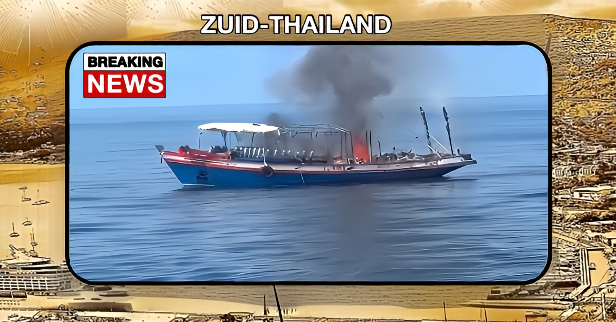 De Thaise marine heeft zondagochtend 28 toeristen en bemanningsleden gered nadat hun boot in brand was gevlogen.