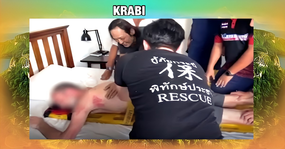 Nederlandse streaker rent door een hotel in Zuid-Thailand, valt van de trap, waarna de politie van Krabi hem naar het ziekenhuis brengt