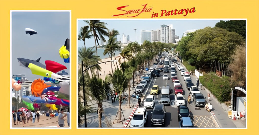 Het vliegerfestival van Pattaya is een prachtig evenement dat veel bezoekers trekt, maar op de Beach Road is er geen doorkomen aan! 