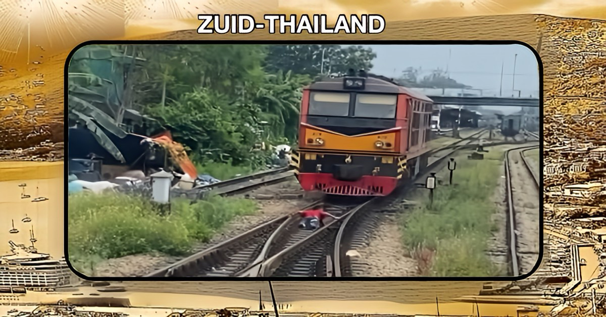 Drugsgebruiker blokkeert het spoor in Zuid-Thailand en veroorzaakt chaos in Hat Yai