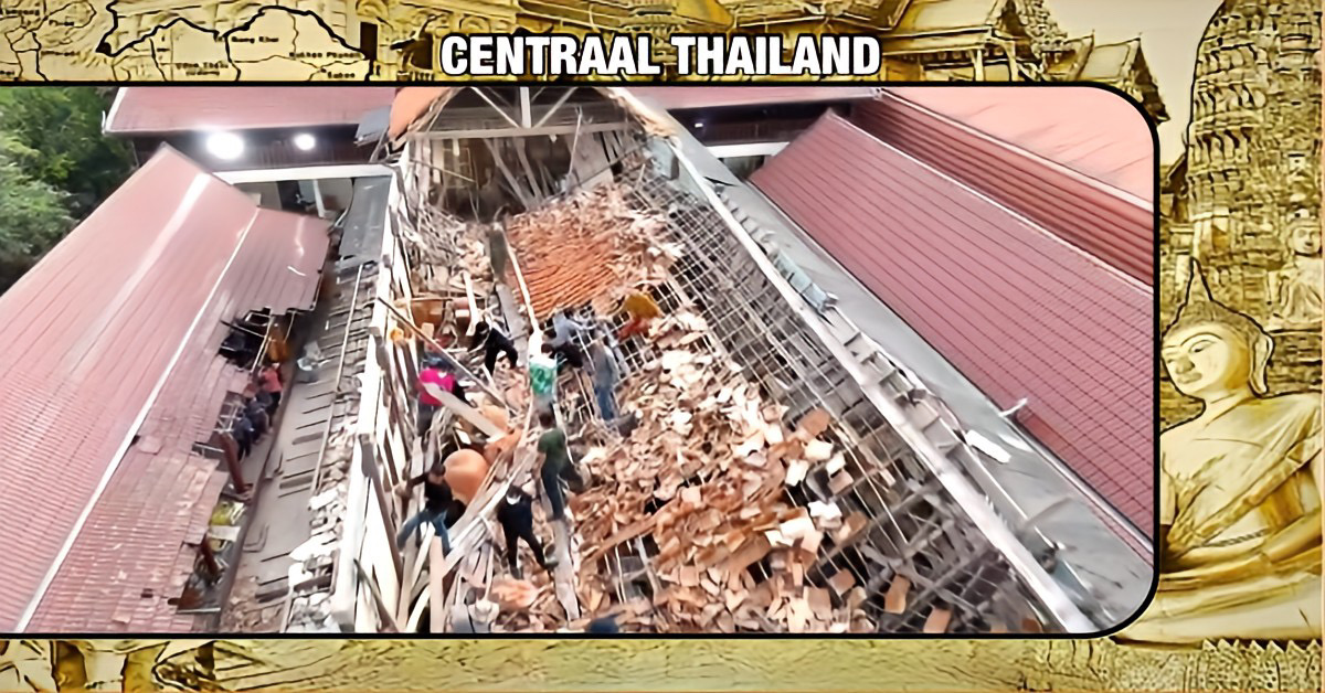 Gebedsruimte van een tempel in Centraal-Thailand ingestort, de schade bedraagt meer van 8 miljoen baht