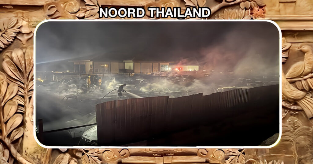 300 auto’s op de opslagplaats van de douane in Noord-Thailand in vlammen opgegaan
