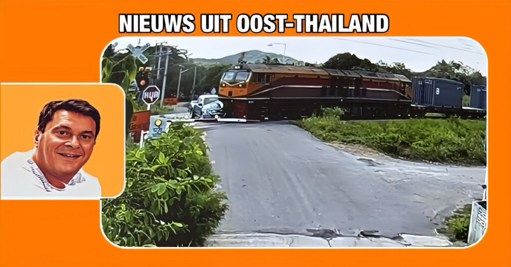 Thaise man ziet in Oost-Thailand een aanstormende goederentrein uit Rayong over het hoofd en belandt ernstig gewond in het ziekenhuis