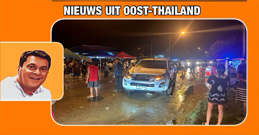 Thaise man reed gisteravond een groep feestvierende Songkran bezoekers in Oost-Thailand aan, resulterende in 20 gewonden