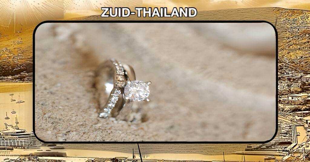 Het huwelijk van een vrouw verdween in de diepe golf van Thailand wanneer zij na een mislukte grap van haar echtgenoot de trouwring in zee gooit