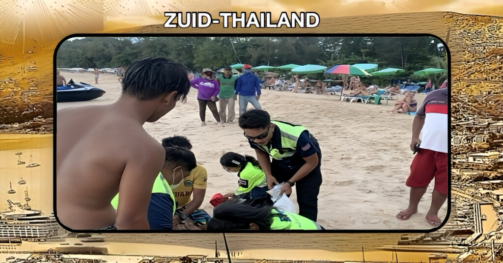 Plots opkomende golfslag op Phuket sleurt een visser bij Laem Sing Beach de zee in, de man overleeft dit niet