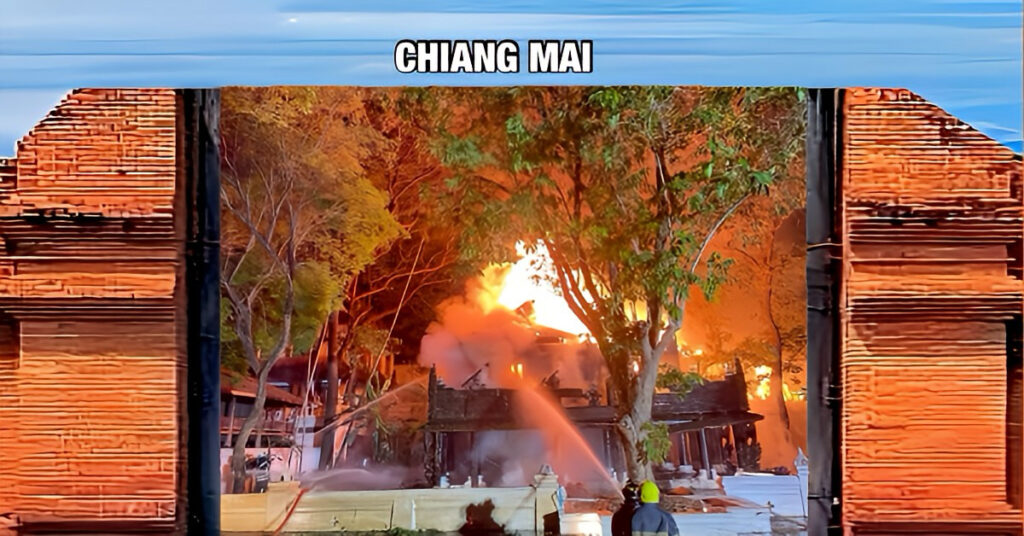 Afgelopen nacht is het luxe 5-sterren Dhara Dhevi Hotel in Chiang Mai, Thailand, in vlammen opgegaan.