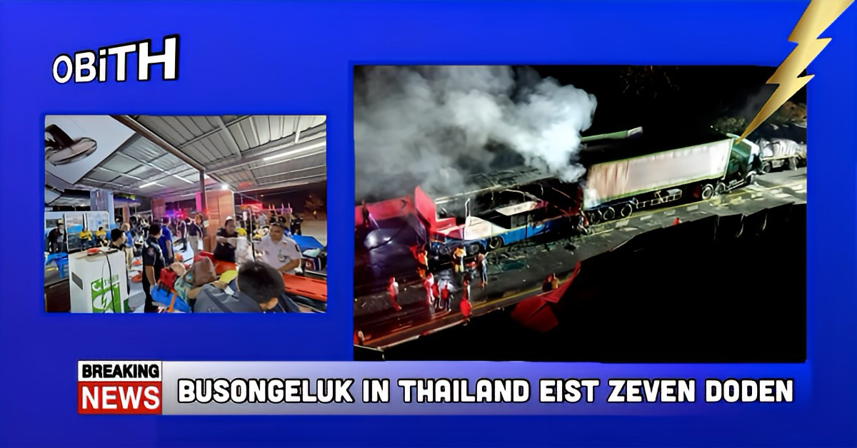 Een dubbeldekkerbus op weg naar Pattaya is vanmorgen verongelukt in het oosten van Thailand, het ongeval heeft zeven levens geëist en meer dan vijftig mensen verwond