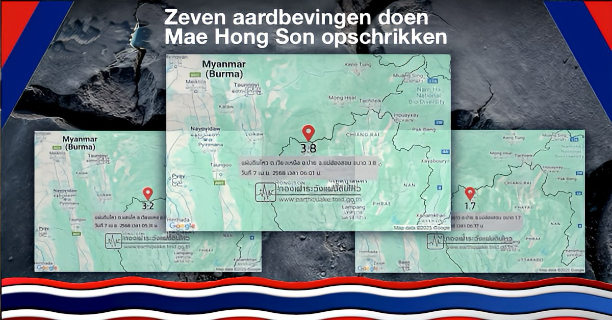 Het kraakt en piept in Noord-Thailand, deze morgen zijn er al zeven aardbevingen geregistreerd, iedereen in spanning