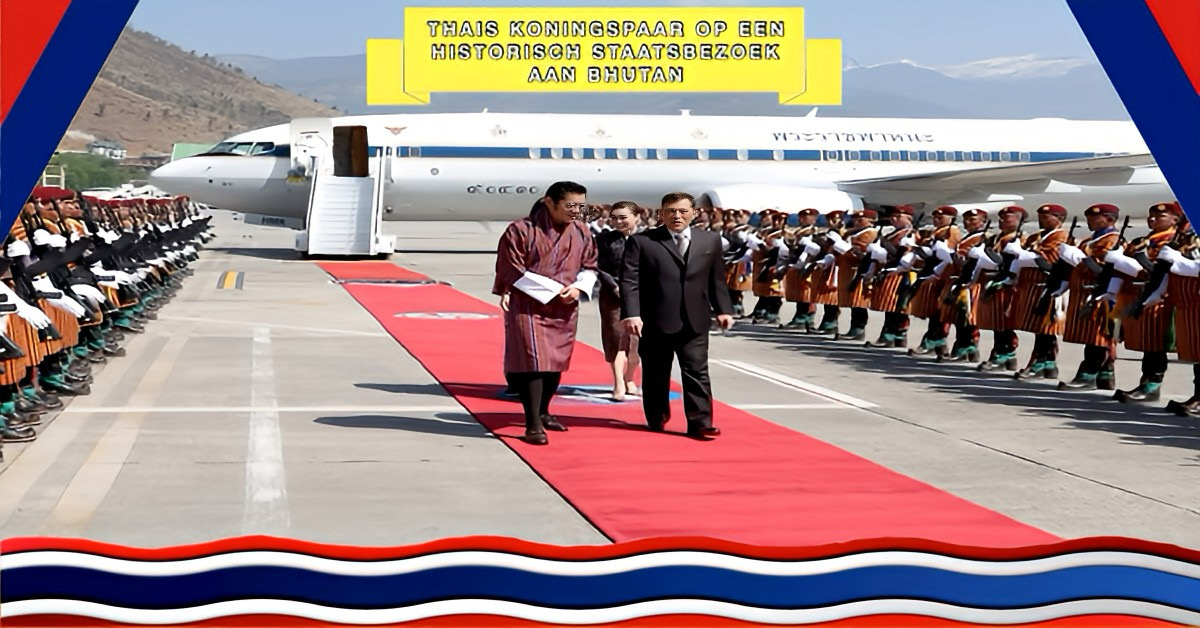 Koning en Koningin van Thailand op bezoek in Bhutan, dit vormt een mijlpaal van eenheid en vriendschap