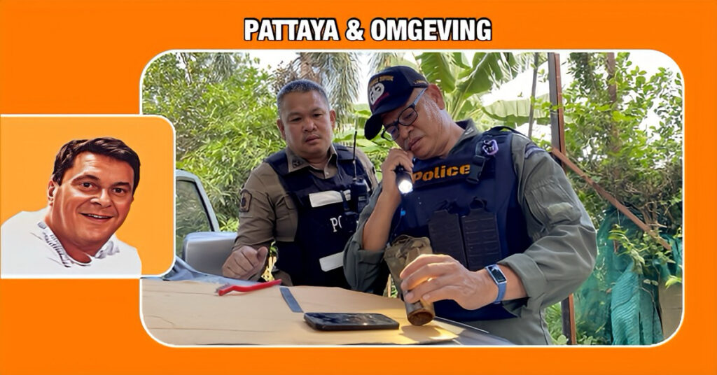 Bewoners ontdekten onder een boom in Pattaya een verdacht voorwerp, de EOD bevestigde later dat het om een nep-explosief ging