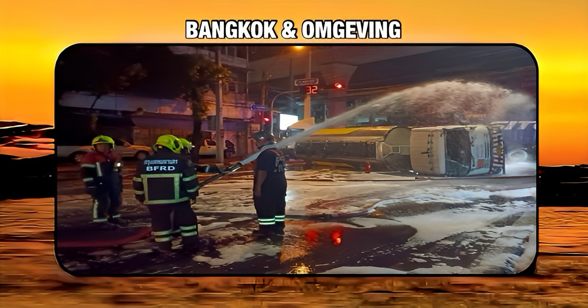 Paniek in de hoofdstad van Thailand nadat een benzineauto verongelukte en meer dan 16.000 liter benzine verloor