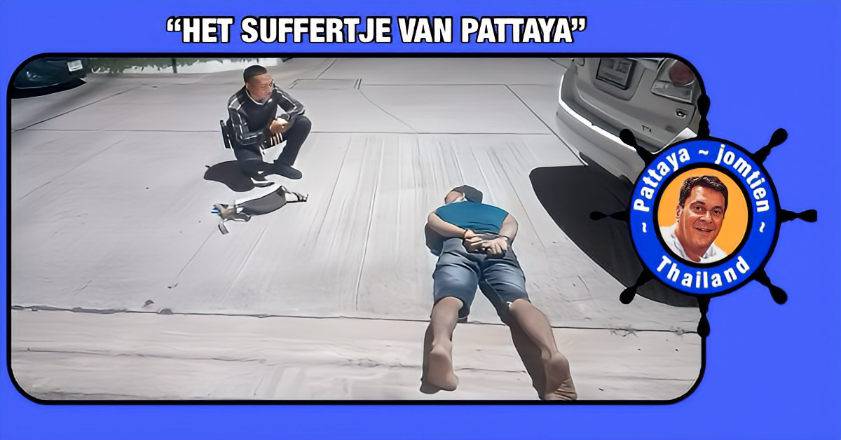 Spiderman, een dief die een muurtje beklom in het Tambon Huay Yai bij Pattaya, bij poging tot diefstal op heterdaad betrapt