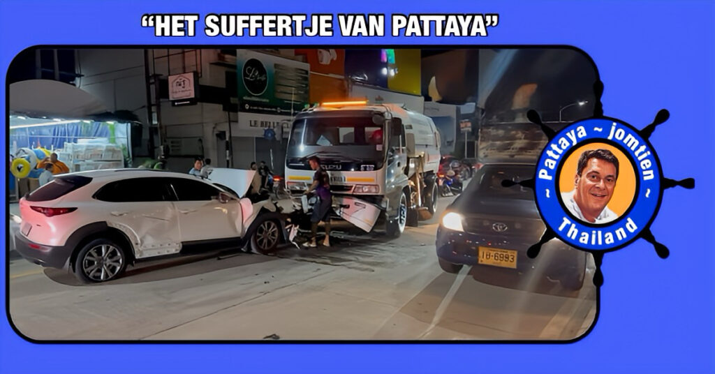 Vrouw in witte Mazda rijdt als een dolle door Pattaya en zorgt voor een verkeerschaos!